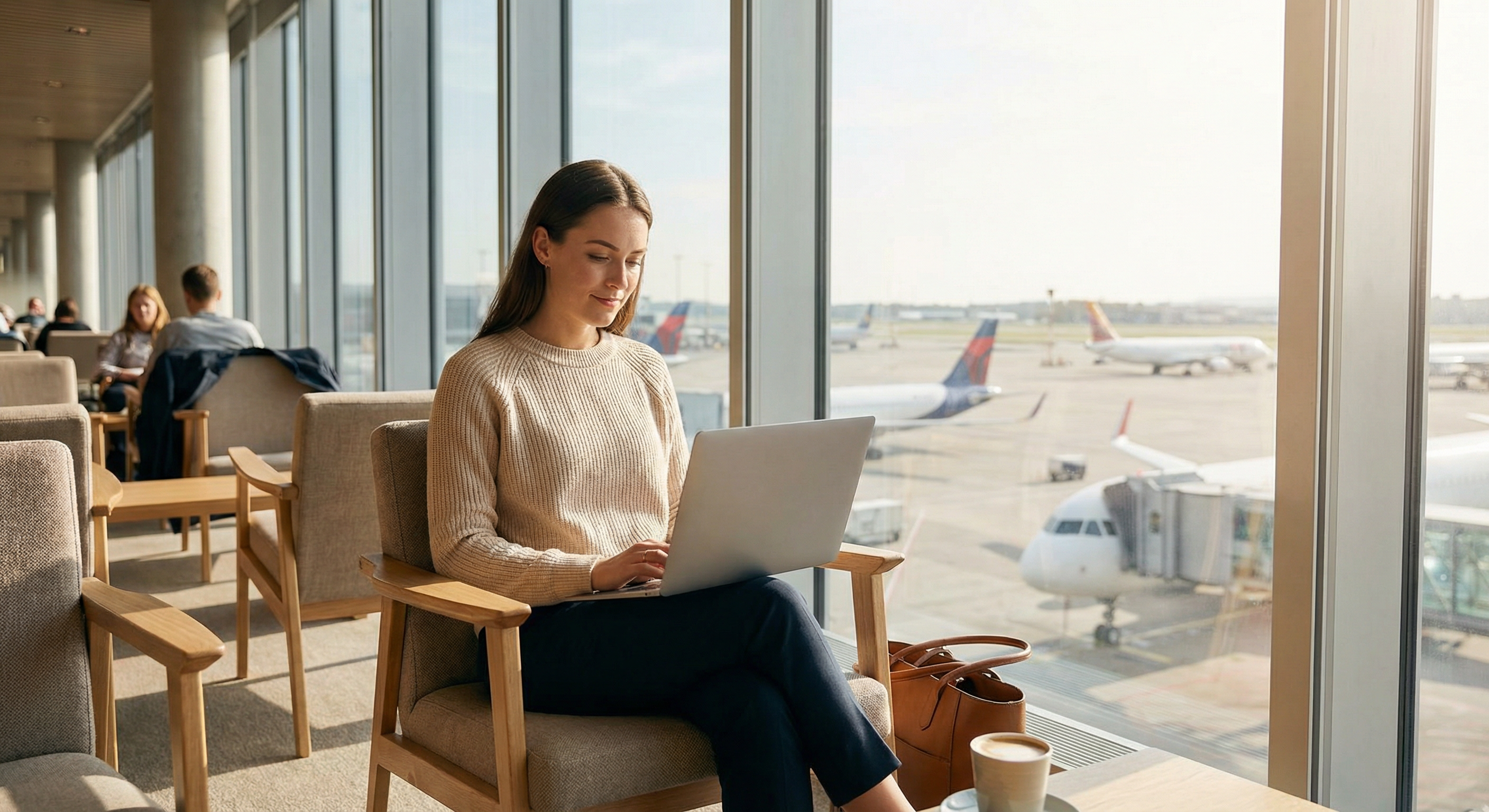 Working securely from an airport lounge with VPN